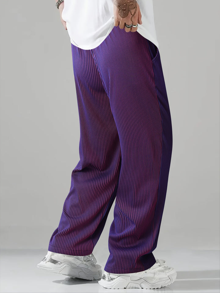 Men's Lightweight Striped Trousers – Straight-Leg Drawstring
