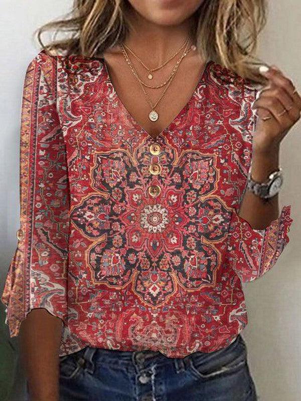 Women's Boho Ruffle Vintage Blouse - Effortless Romantic Style