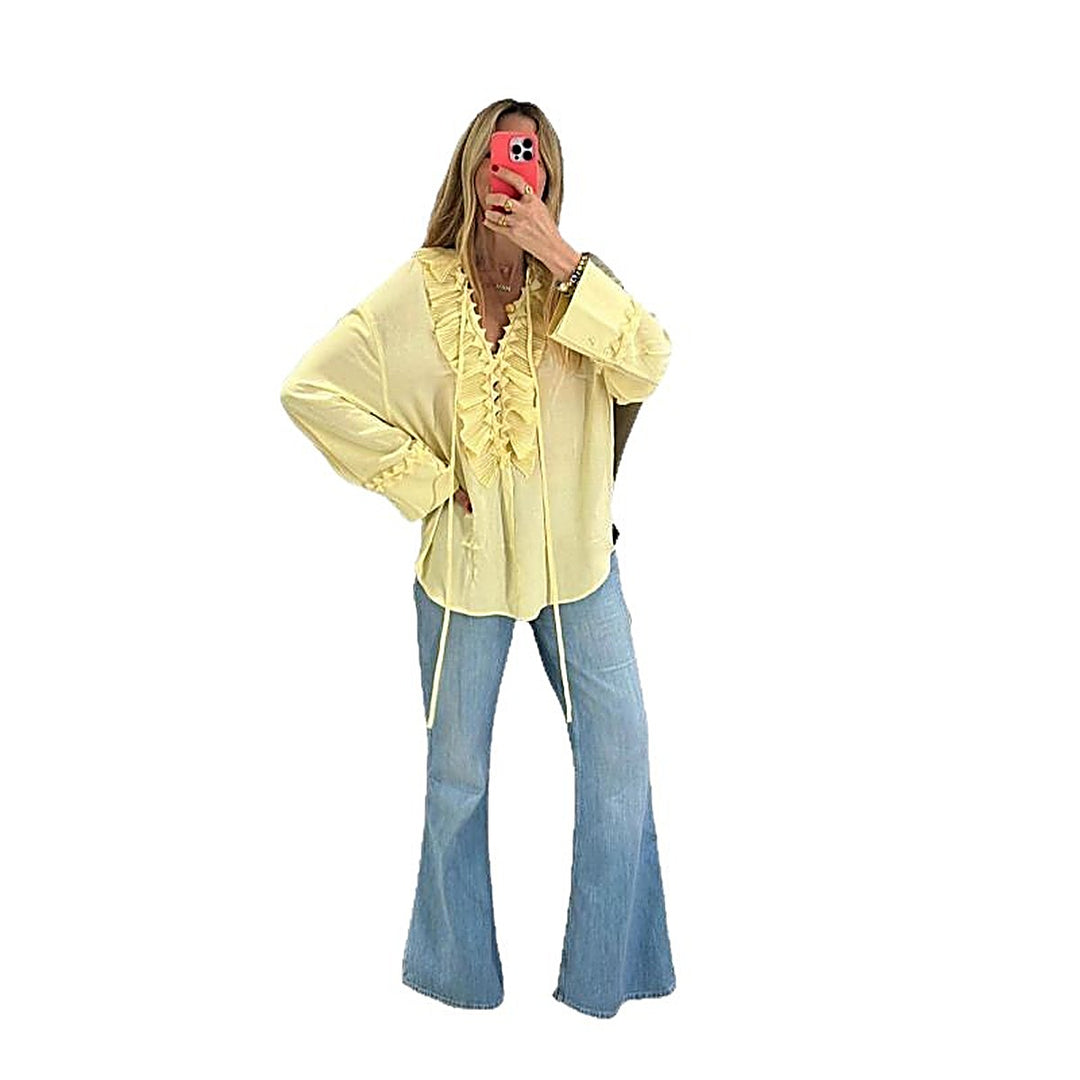 Ruffle V-Neck Top + Overskirt Set