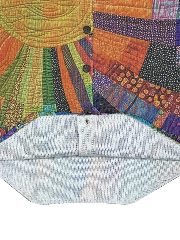 Women's Patchwork Button Cardigan - Artistic Everyday Layer