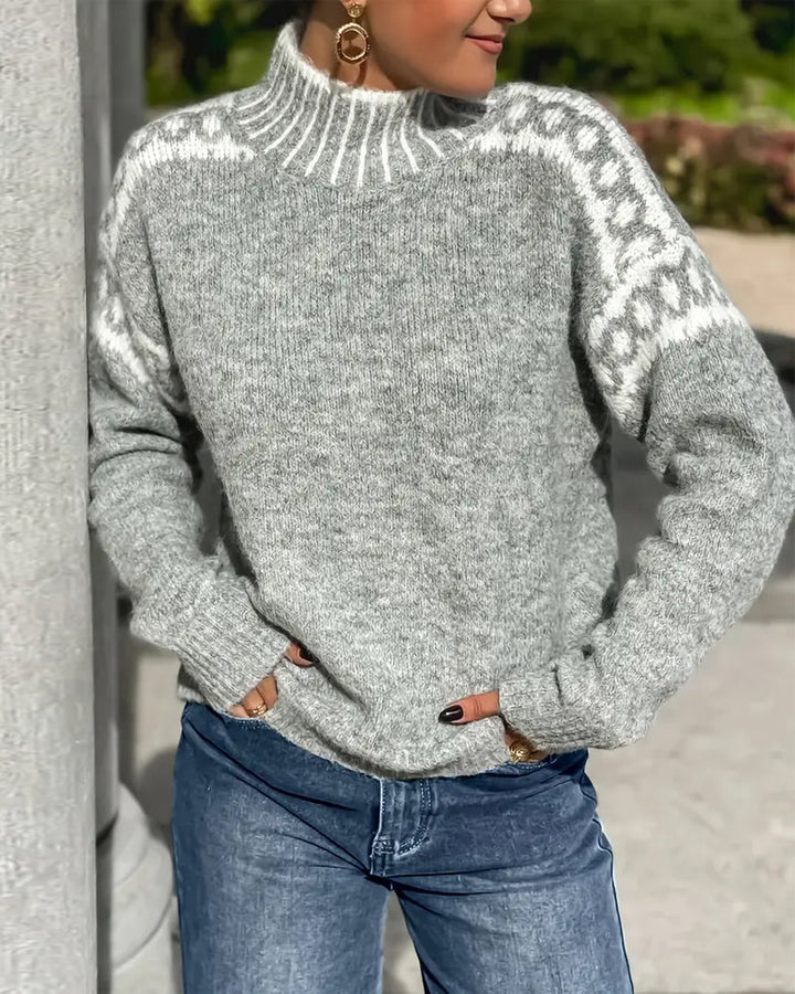 Women's Knit High-Neck Sweater - Cozy Everyday Warmth