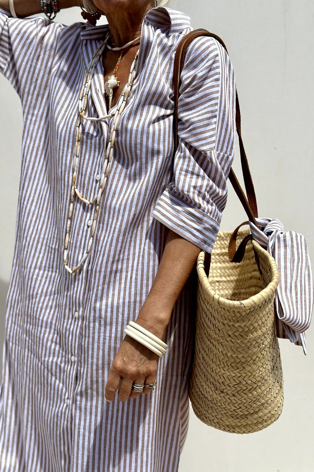 Women's Striped Shirt Dress - Timeless Comfort for Summer Days