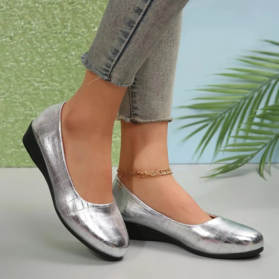 Women's Breathable Leather Wedge Heels - All-Day Comfort