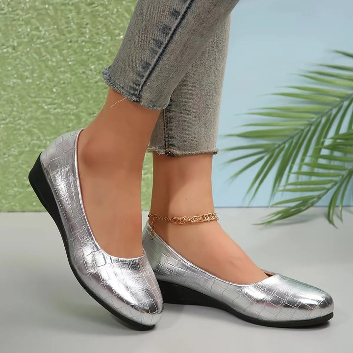 Women's Breathable Leather Wedge Heels - All-Day Comfort