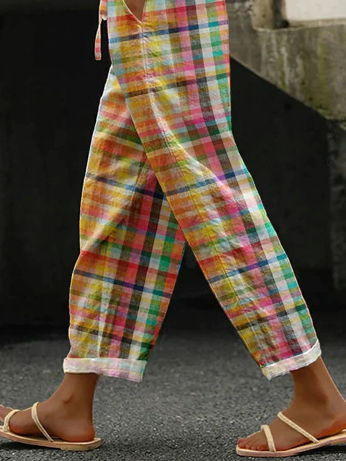 Women's Comfortable Checkered Pants – All-Day Style