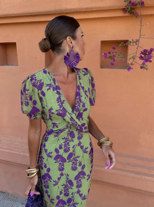 Women's Floral Print Ani Midi Dress - Elegant Summer Style