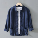 Men's Linen Mandarin Collar Shirt – Cotton-Linen Summer Shirt