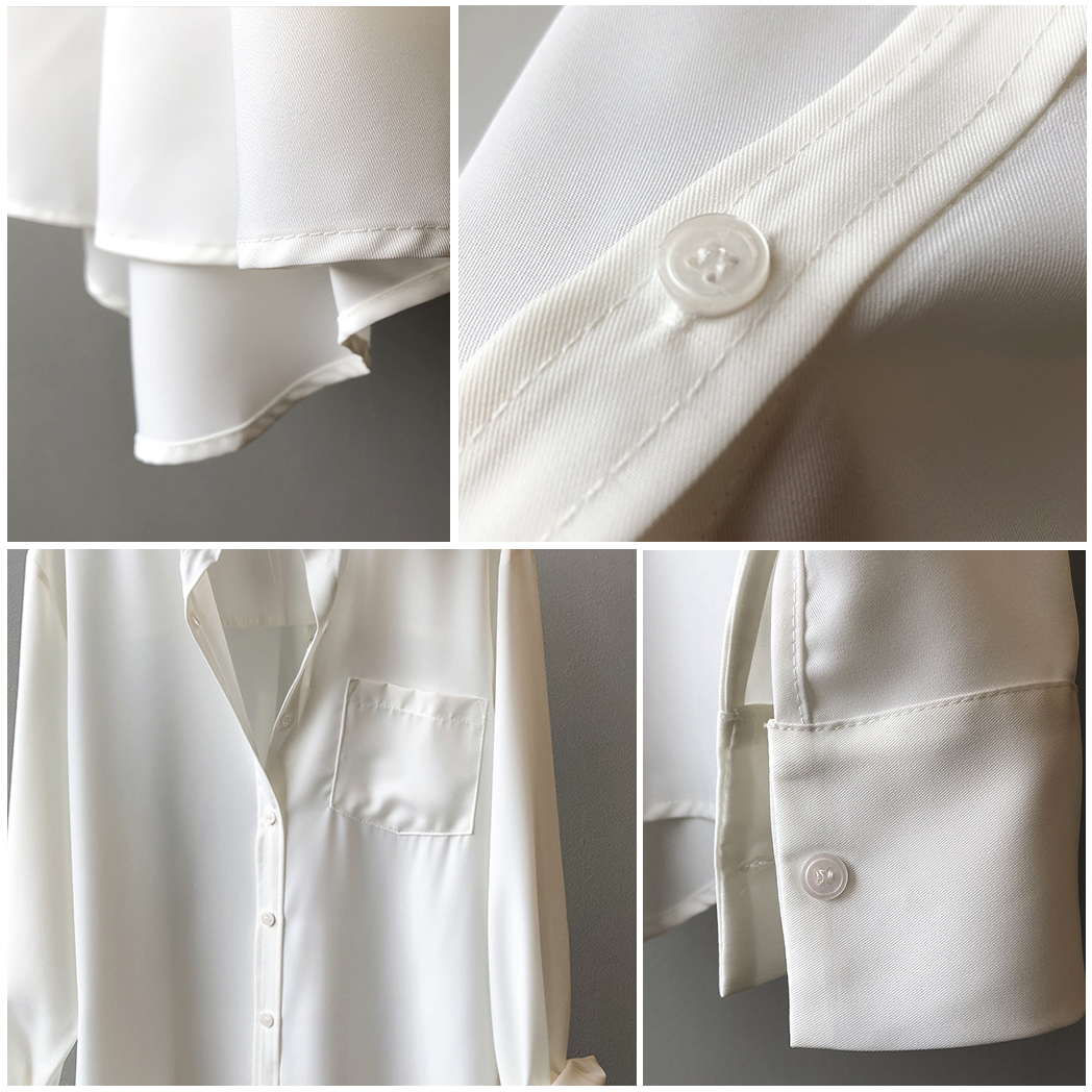 Women's Satin Blouse – Elegant High-Low Hem for Work to Evening