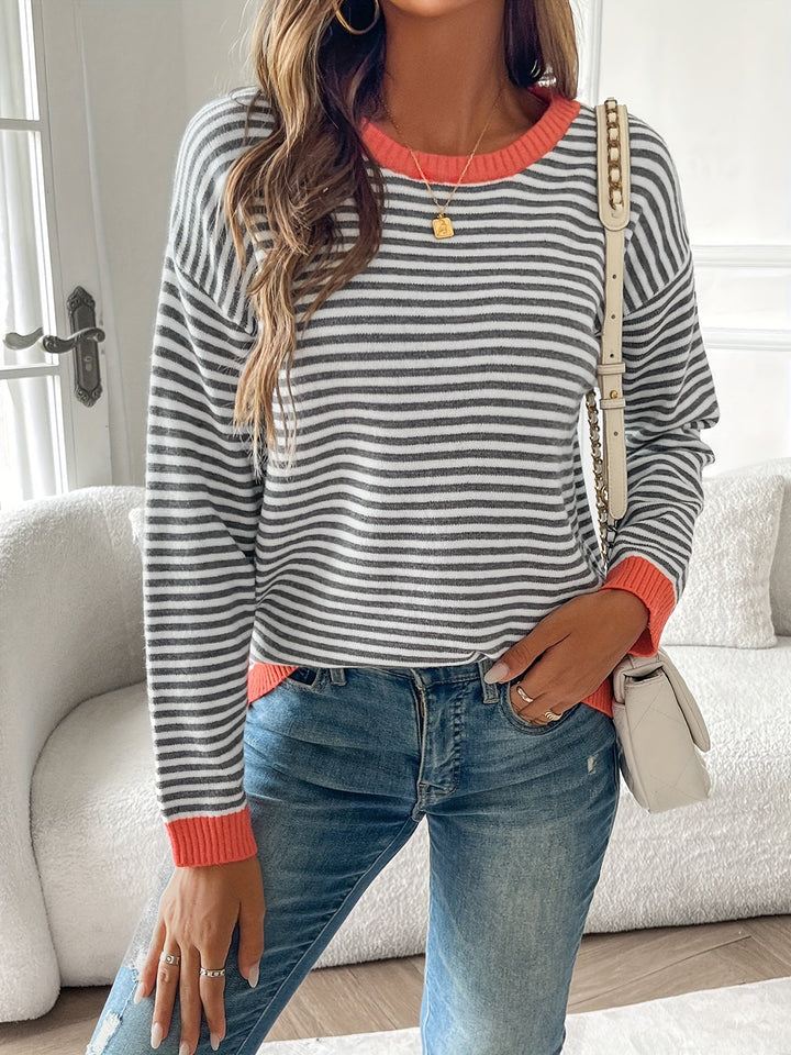 Women's Striped Sweater - Timeless Elegance & Everyday Comfort