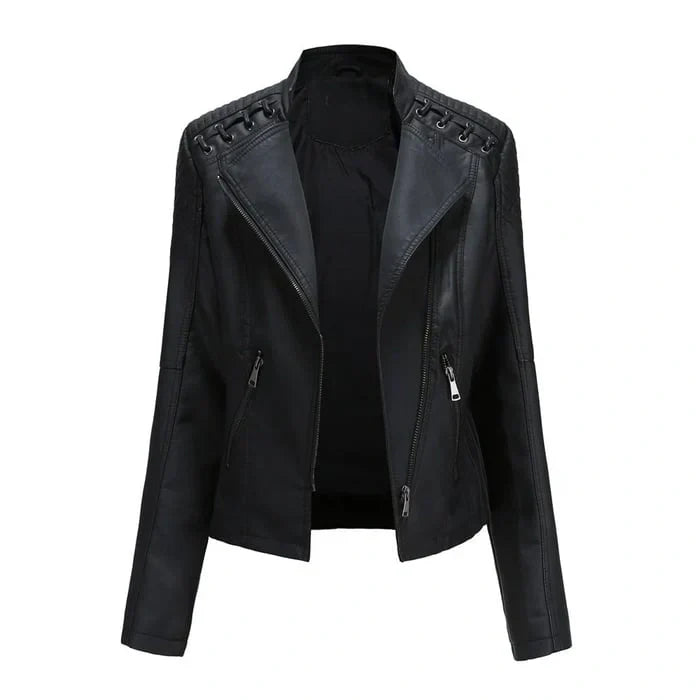 Women's Vegan Leather Moto Jacket - Edgy Everyday Style