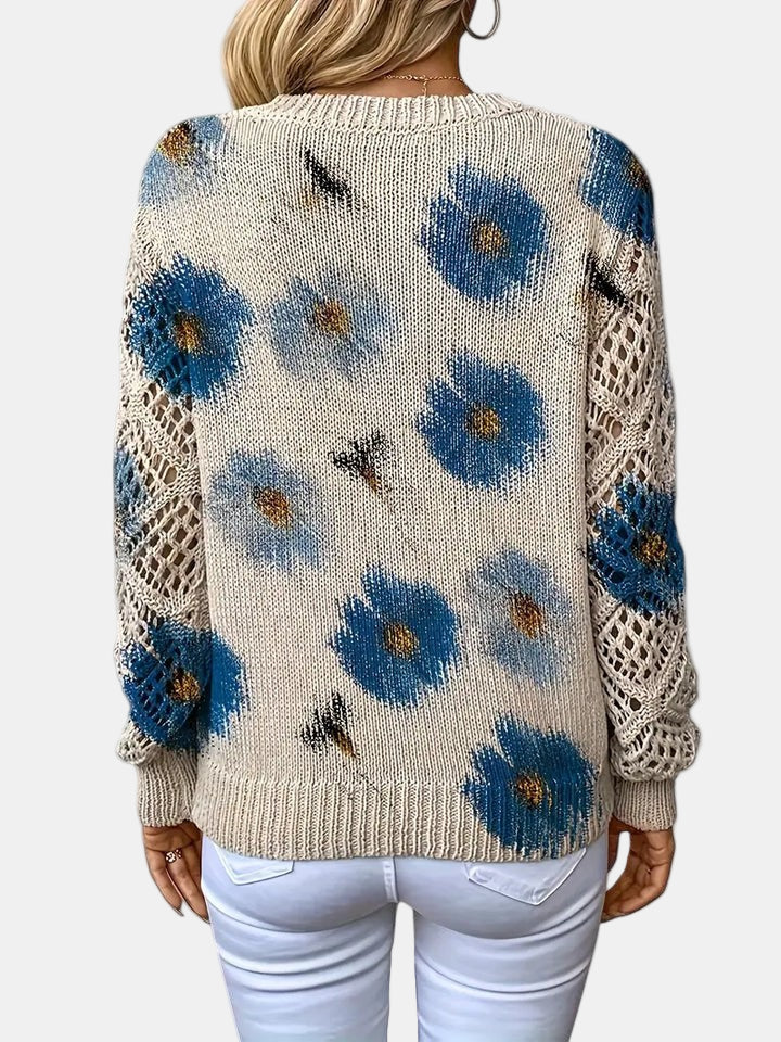 Women's Blooming Chic Knit Sweater - Effortless Everyday Elegance
