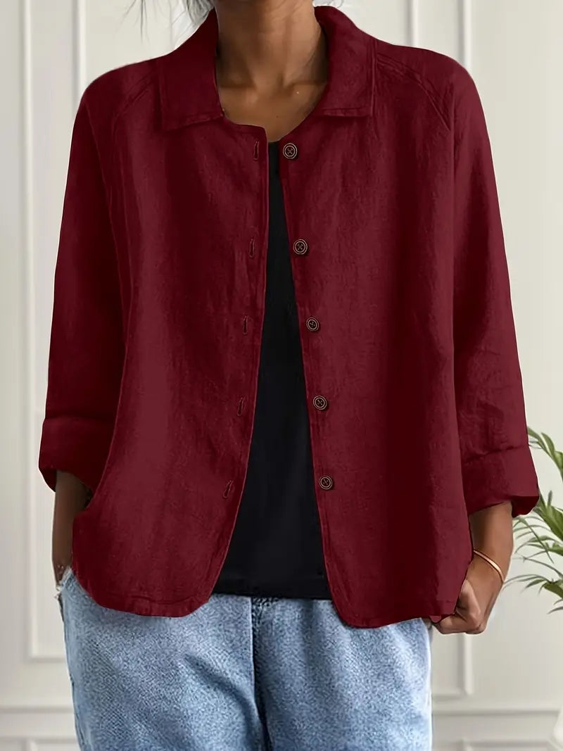 Women's Lightweight Cotton-Linen Shirt-Cardigan - Effortless Style
