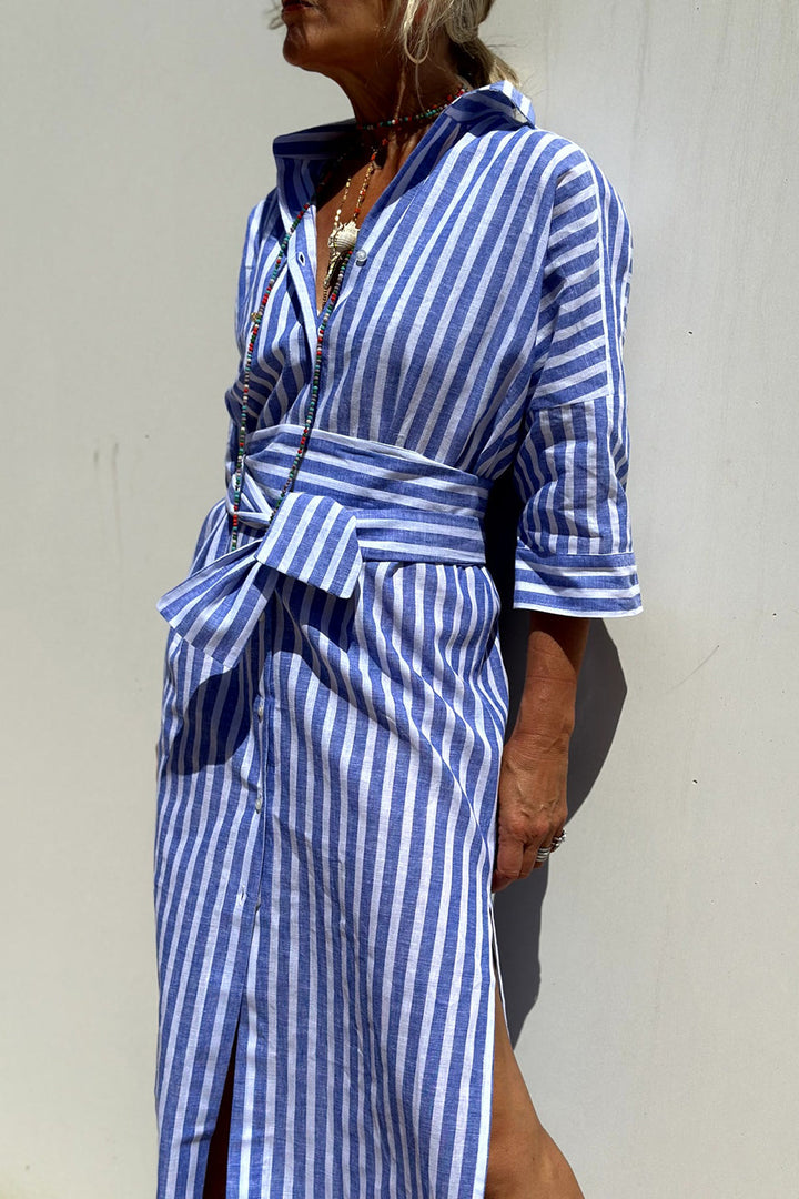 Women's Striped Shirt Dress - Timeless Comfort for Summer Days