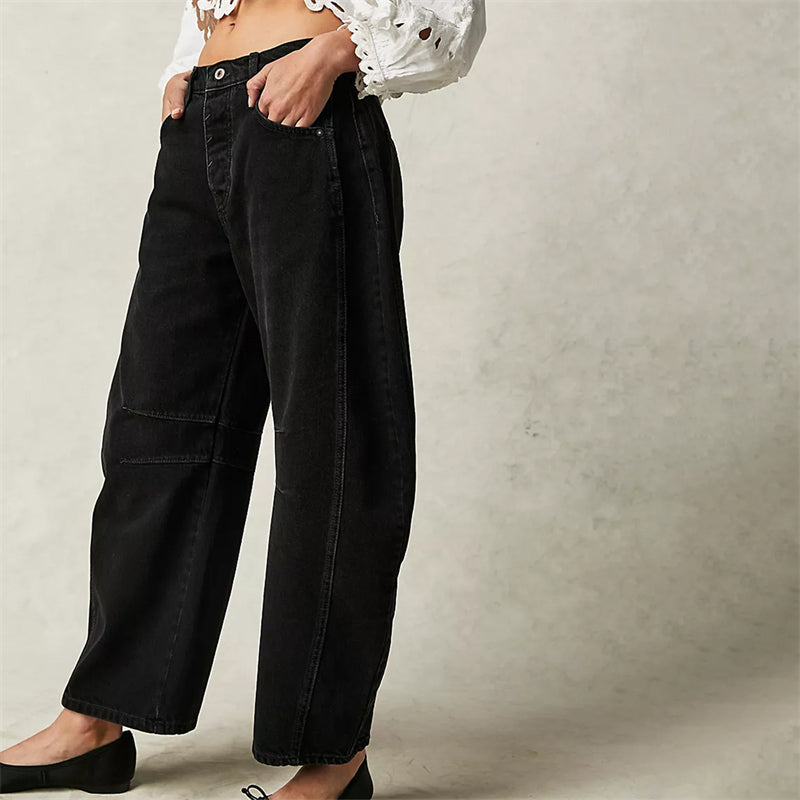 Women's Cotton Wide-Leg Jeans - Effortless Everyday Style