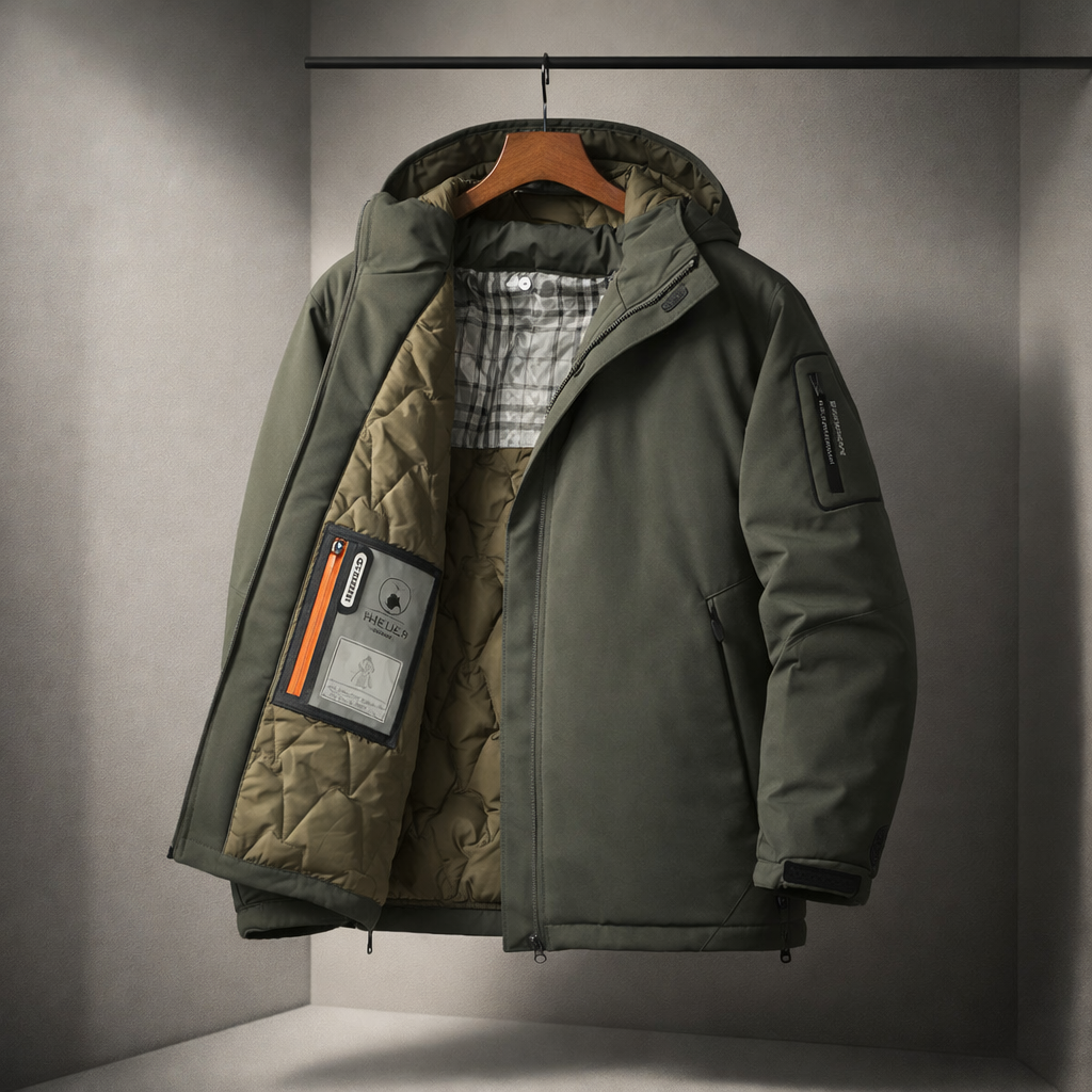 Men's Hooded Down Puffer Jacket – Water-Resistant Quilted Coat