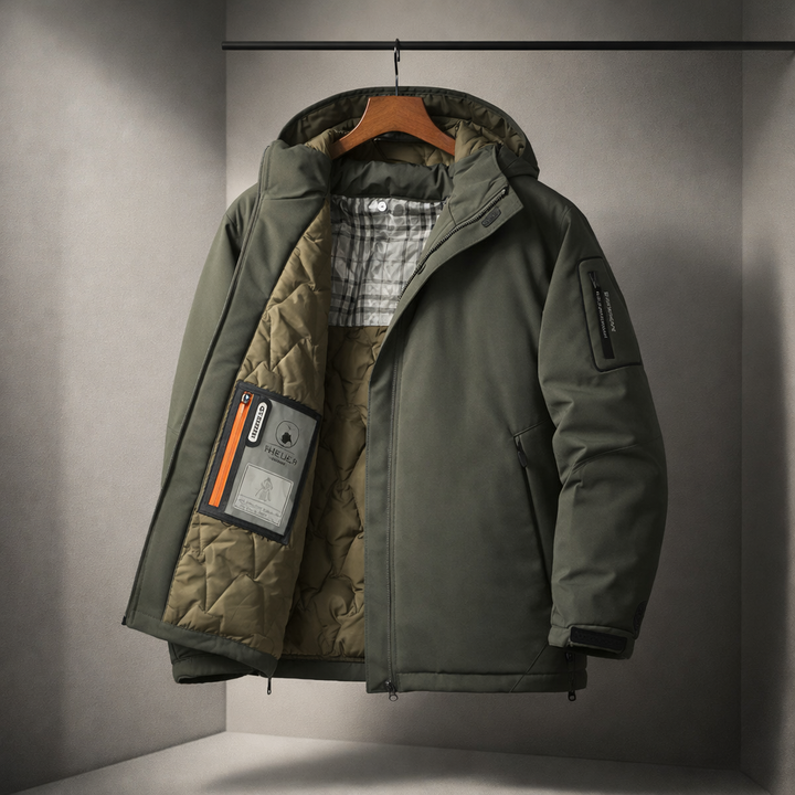 Men's Hooded Down Puffer Jacket – Water-Resistant Quilted Coat