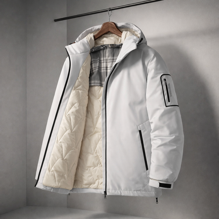 Men's Hooded Down Puffer Jacket – Water-Resistant Quilted Coat