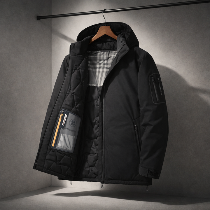 Men's Hooded Down Puffer Jacket – Water-Resistant Quilted Coat
