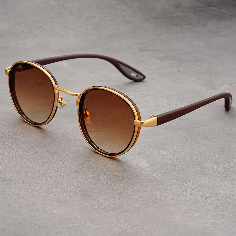 Men's Round Sunglasses – Vintage Frame – Gradient UV400 Lenses