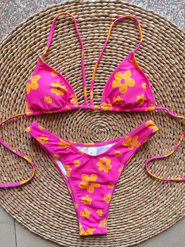 Women's Floral Brazilian Bikini - Effortless Beach Style & Comfort