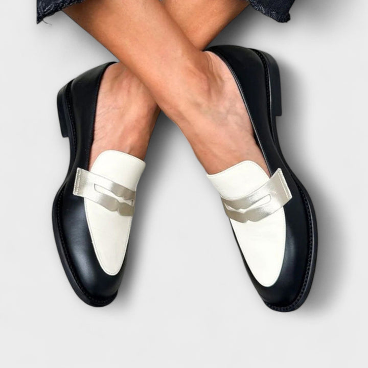 Women's PU Leather Loafers with Metallic Shine – Everyday Style