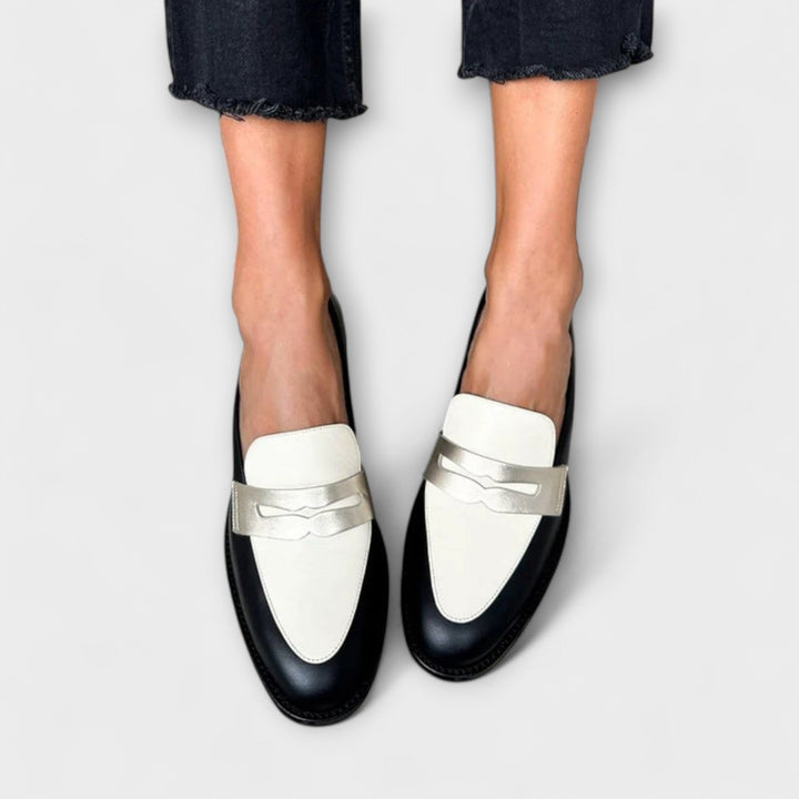 Women's PU Leather Loafers with Metallic Shine – Everyday Style