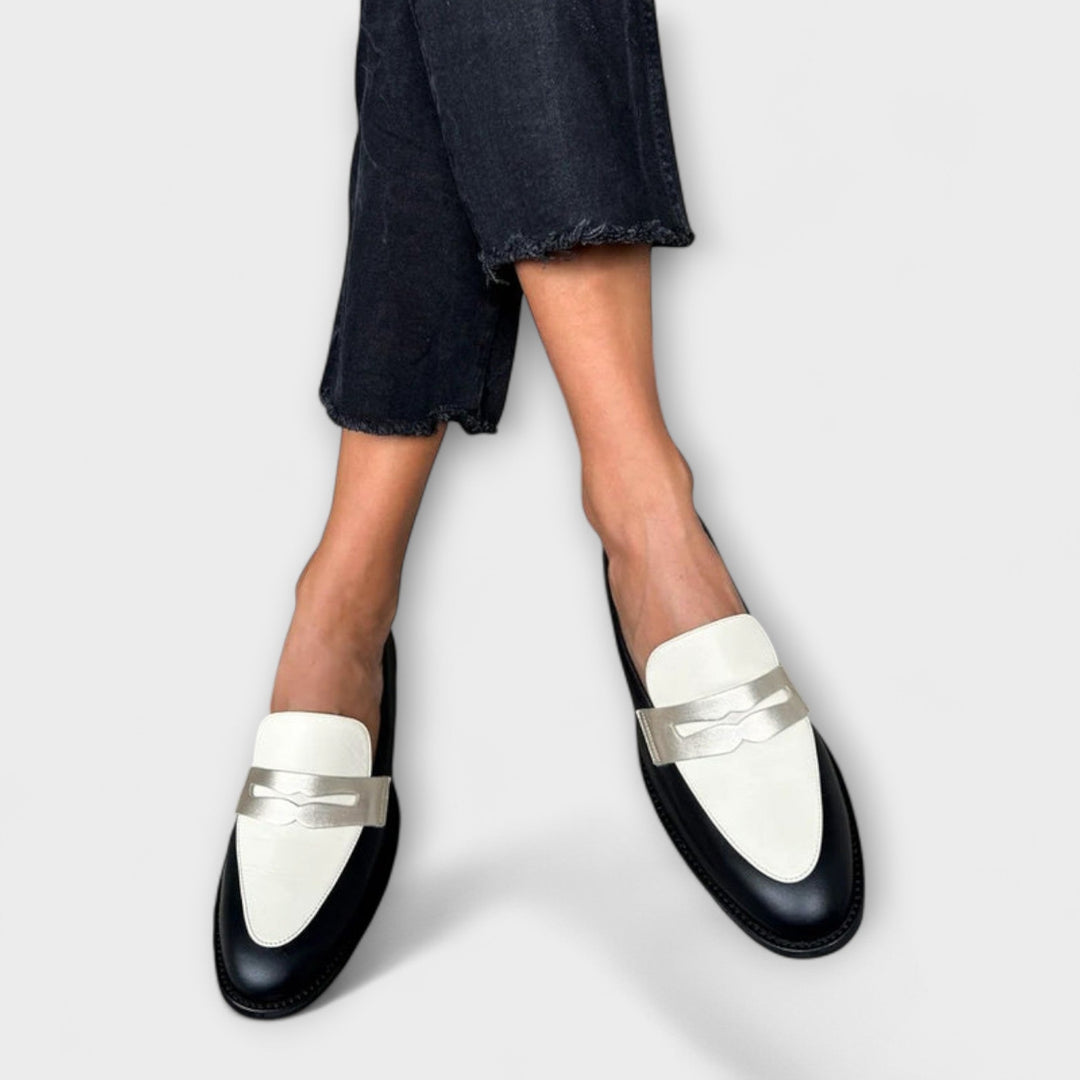 Women's PU Leather Loafers with Metallic Shine – Everyday Style