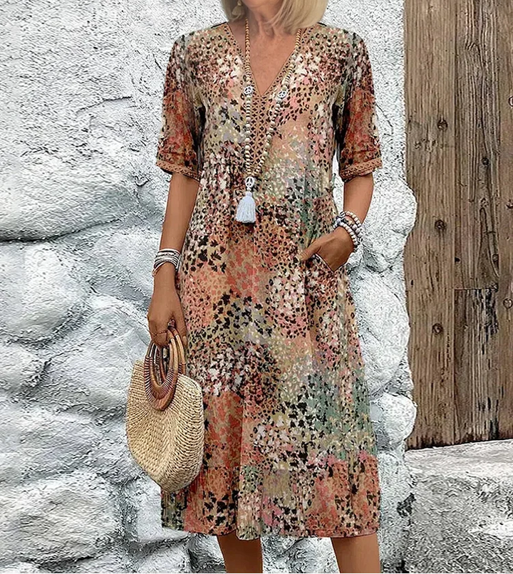 Women's Vibrant Midi Dress - Effortless Everyday Elegance