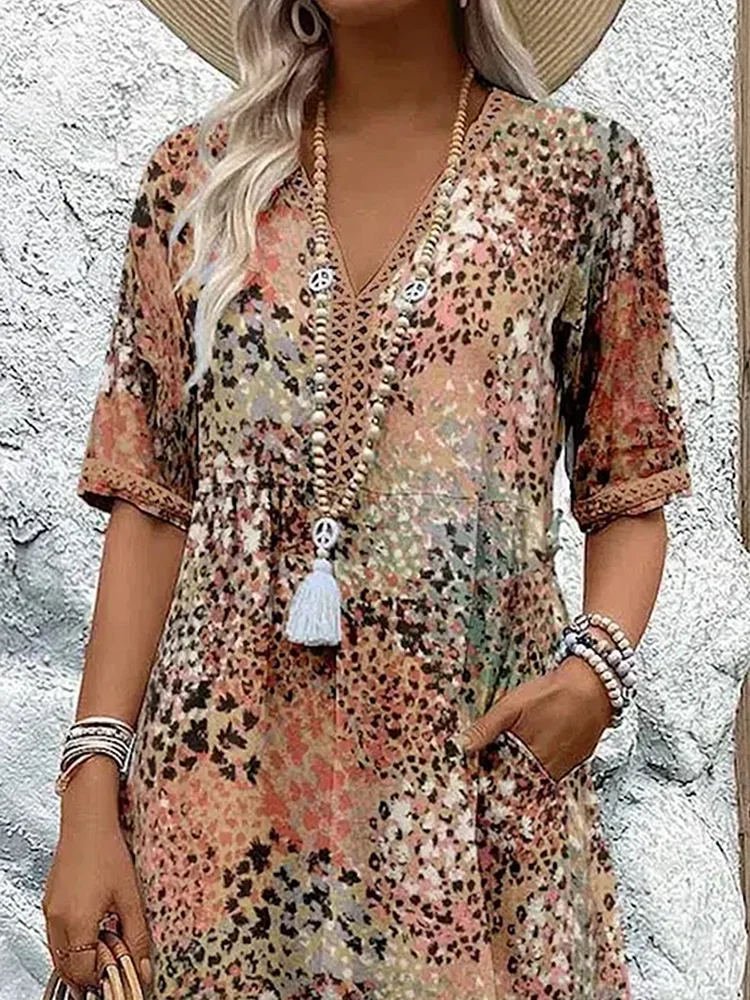 Women's Vibrant Midi Dress - Effortless Everyday Elegance