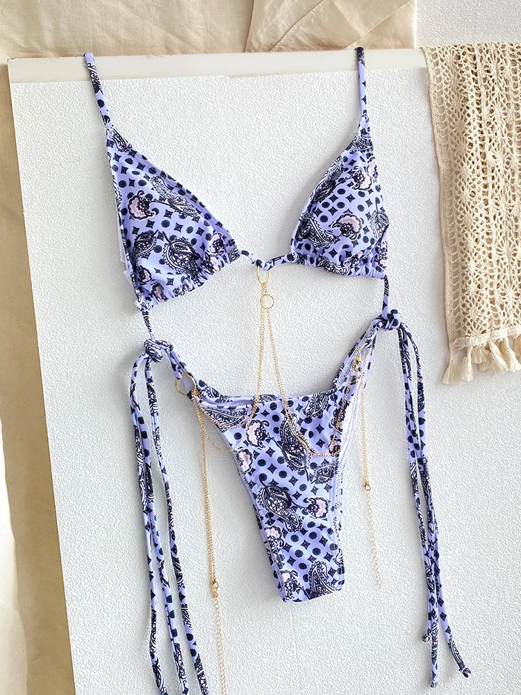 Women's Brazilian Bikini with Chain - Chic Summer Swimwear