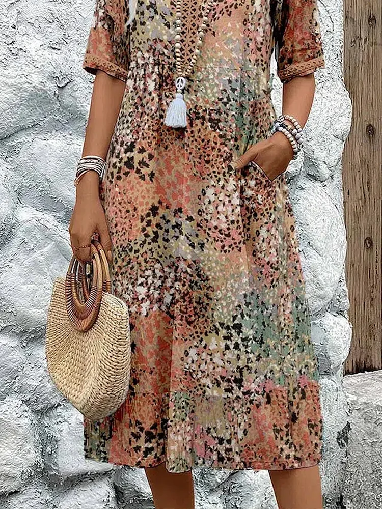 Women's Vibrant Midi Dress - Effortless Everyday Elegance