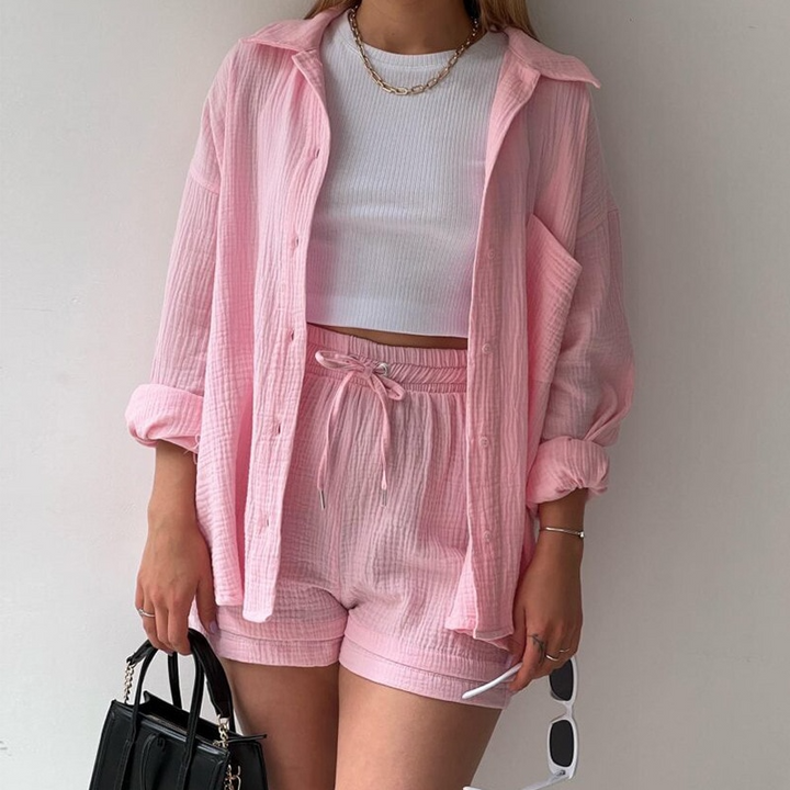 Women's Cotton Two-Piece Set - Casual Comfort for Everyday