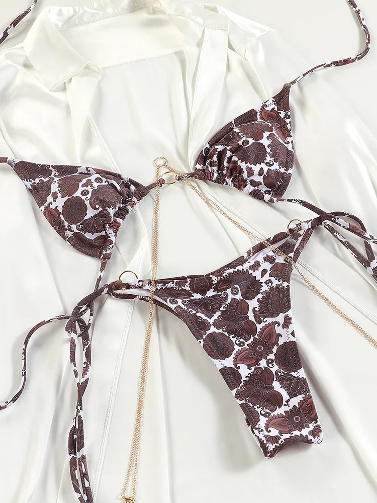 Women's Brazilian Bikini with Chain - Chic Summer Swimwear