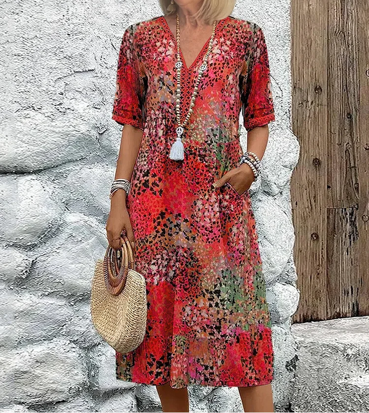 Women's Vibrant Midi Dress - Effortless Everyday Elegance