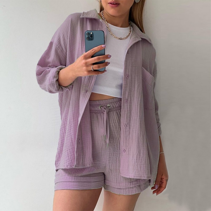 Women's Cotton Two-Piece Set - Casual Comfort for Everyday