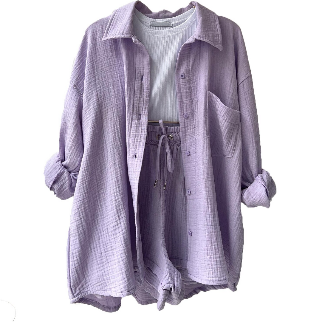 Women's Cotton Two-Piece Set - Casual Comfort for Everyday