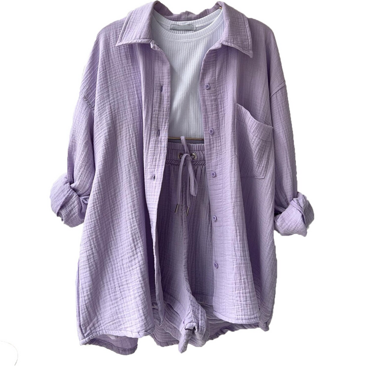 Women's Cotton Two-Piece Set - Casual Comfort for Everyday