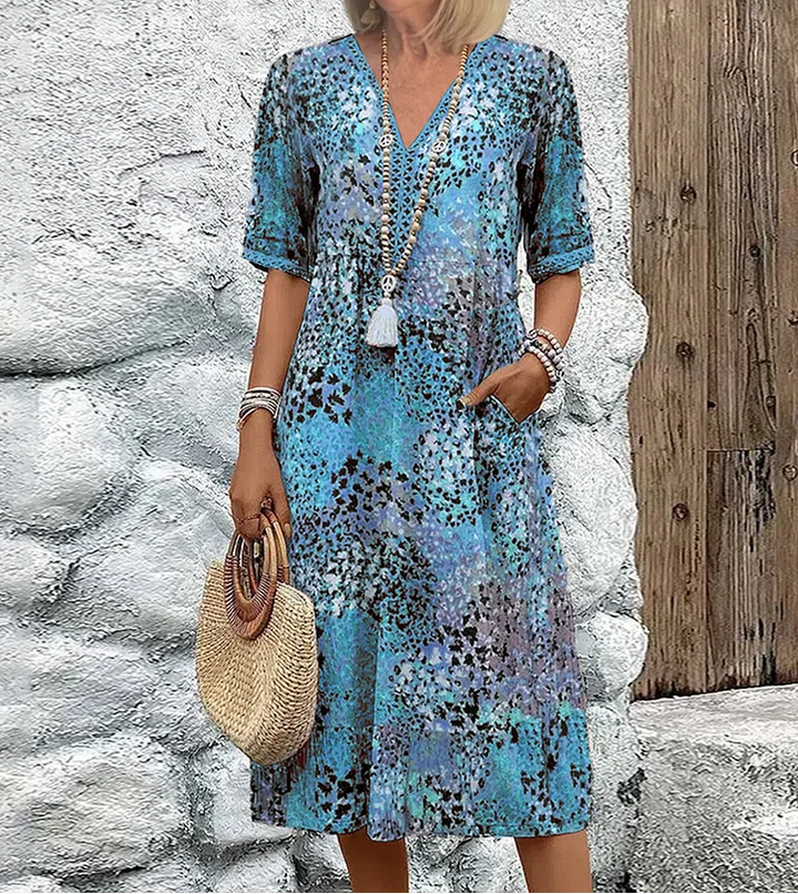 Women's Vibrant Midi Dress - Effortless Everyday Elegance