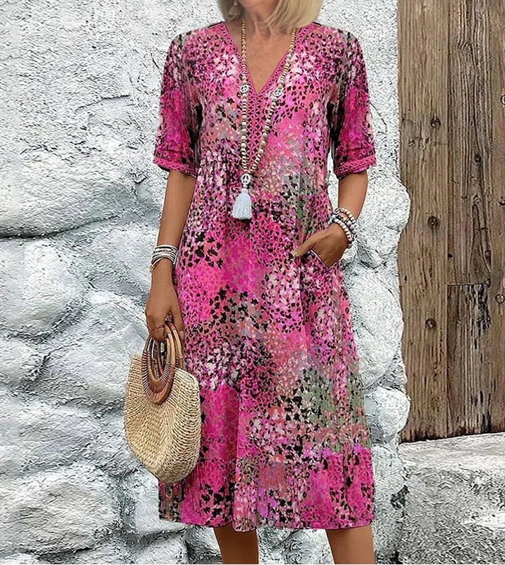 Women's Vibrant Midi Dress - Effortless Everyday Elegance