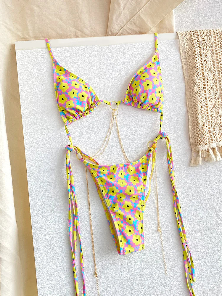 Women's Brazilian Bikini with Chain - Chic Summer Swimwear