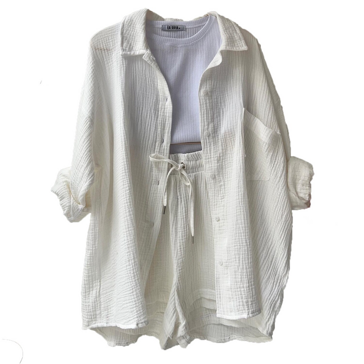 Women's Cotton Two-Piece Set - Casual Comfort for Everyday