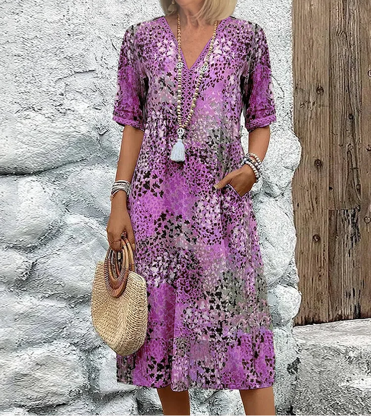 Women's Vibrant Midi Dress - Effortless Everyday Elegance