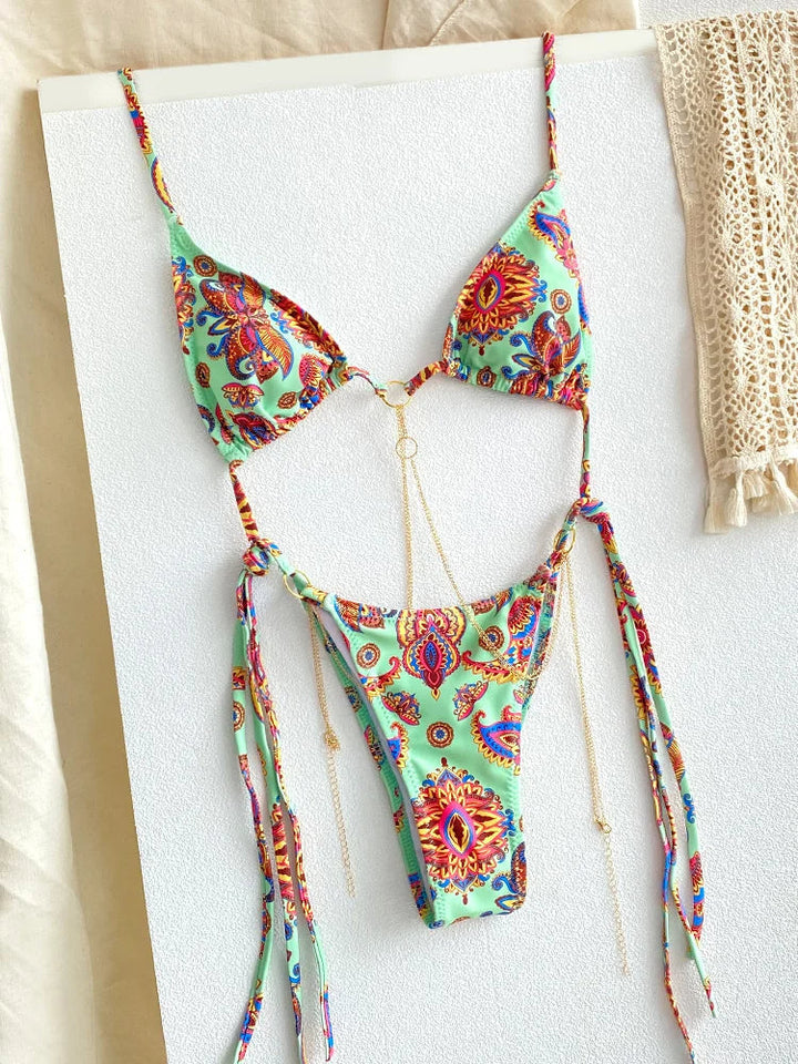 Women's Brazilian Bikini with Chain - Chic Summer Swimwear