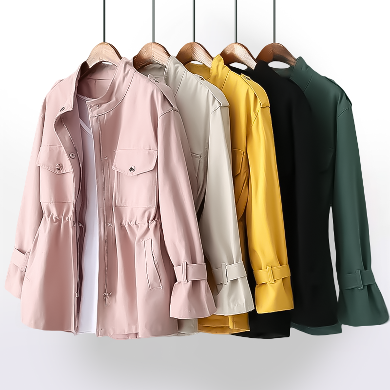 Women's Waxed Cotton Rain Coat – Water-Resistant Belted Mac