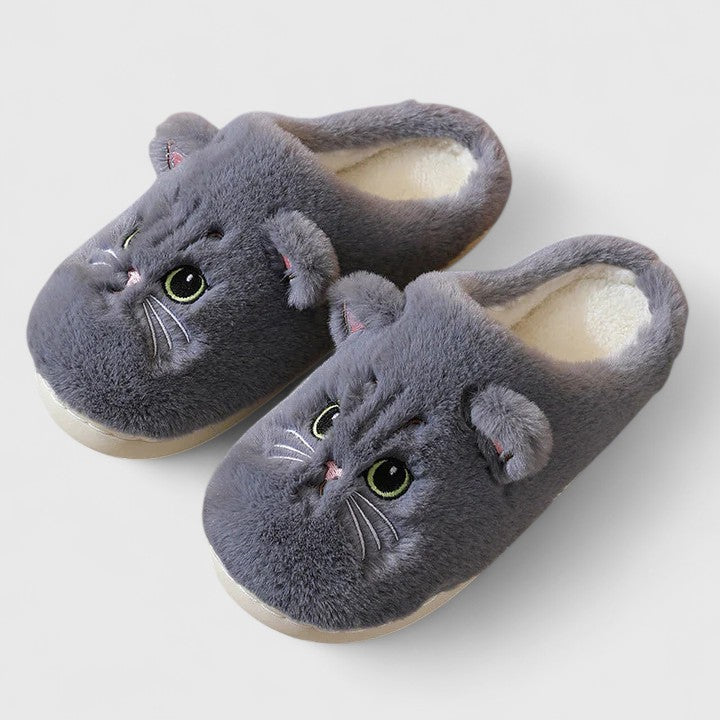 Women's Cat Face Cozy Slippers - Playful Warmth for Home