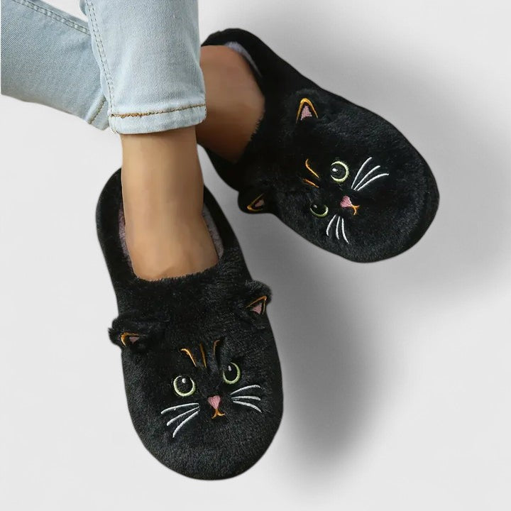 Women's Cat Face Cozy Slippers - Playful Warmth for Home