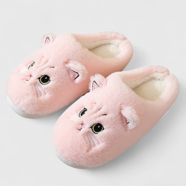 Women's Cat Face Cozy Slippers - Playful Warmth for Home