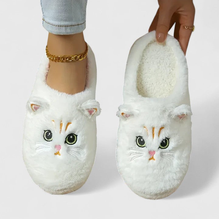 Women's Cat Face Cozy Slippers - Playful Warmth for Home