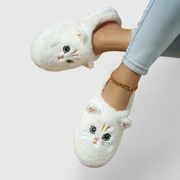 Women's Cat Face Cozy Slippers - Playful Warmth for Home
