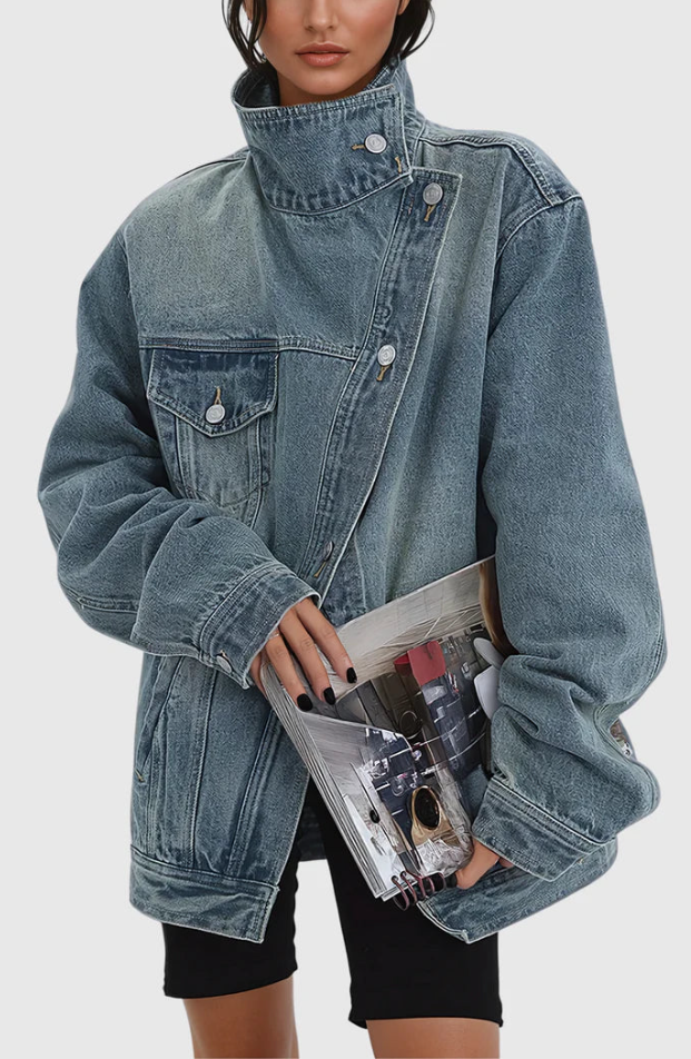Women's Artistic Denim Jacket - Bold & Creative Style